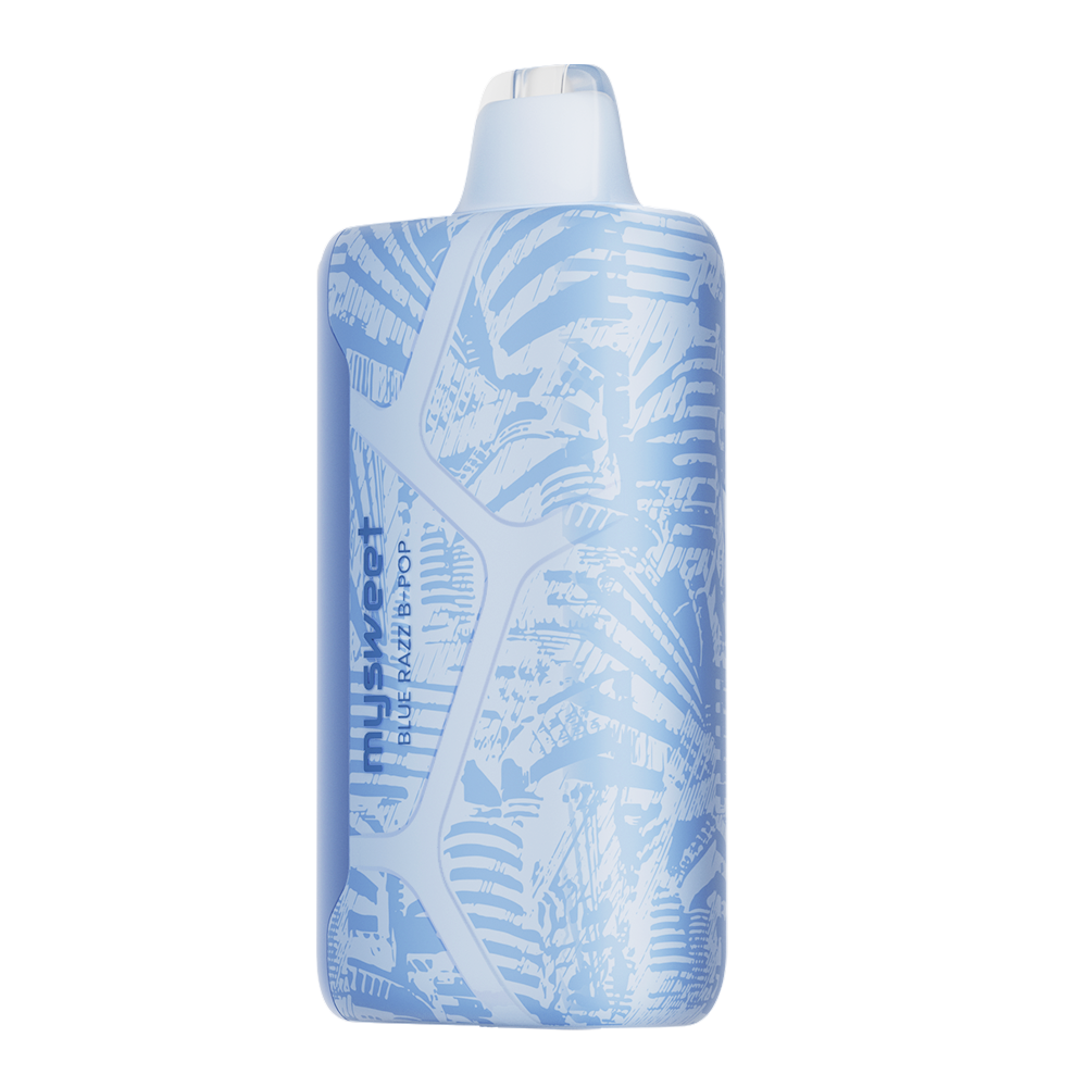 Adjust MySweet Blue Razz B-Pop Vape Device - Sleek blue design featuring adjustable sweetness levels, an interactive screen, and rechargeable capability for up to 40K puffs.