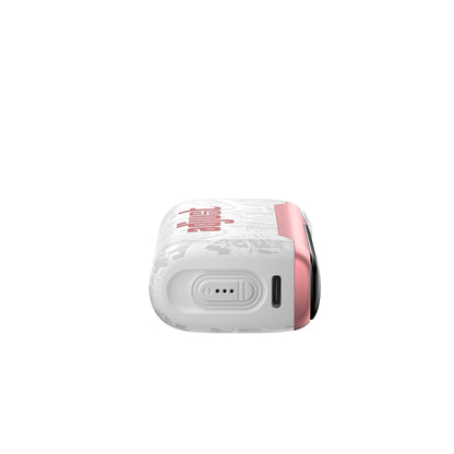 Adjust MyCool Cherry Strazz 40K Puffs Disposable Vape - Soft pink and white device featuring Cherry Strawberry Raspberry flavor with adjustable cooling levels, 5% nicotine strength, and a digital display to adjust the cooling for a customizable vaping experience.