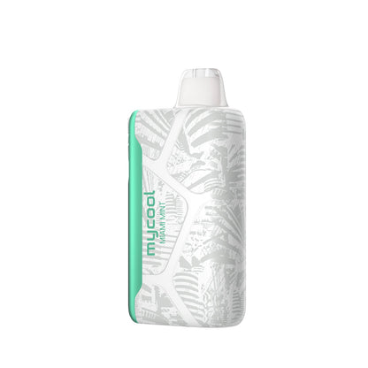 Adjust MyCool Miami Mint 40K Puffs Disposable Vape - Featuring a sleek design with white and green accents, this adjustable disposable vape delivers a smooth Miami Mint flavor with customizable cooling levels. 40K puffs, 5% nicotine strength, and a cooling feature with 5 adjustable levels.