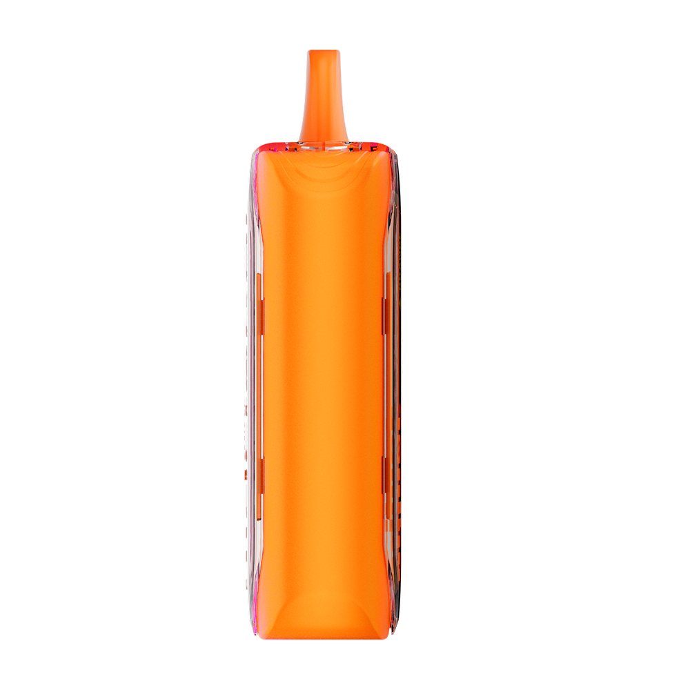 Adjust MyFlavor Orange Strawberry 40K Puffs Disposable Vape Packaging- Orange Strawberry-flavored vape with 6 adjustable flavor intensity settings, rechargeable design, 5% nicotine strength, vibrant orange and pink packaging.