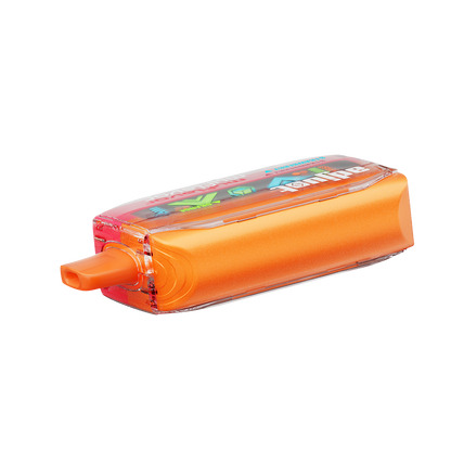 Adjust MyFlavor Orange Strawberry 40K Puffs Disposable Vape Packaging- Orange Strawberry-flavored vape with 6 adjustable flavor intensity settings, rechargeable design, 5% nicotine strength, vibrant orange and pink packaging.