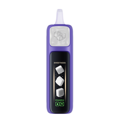 Adjust MySweet Raspberry Orange Disposable Vape Device - Showcasing a stylish purple and white design with customizable sweetness levels, rechargeable capability, and an intuitive display screen.