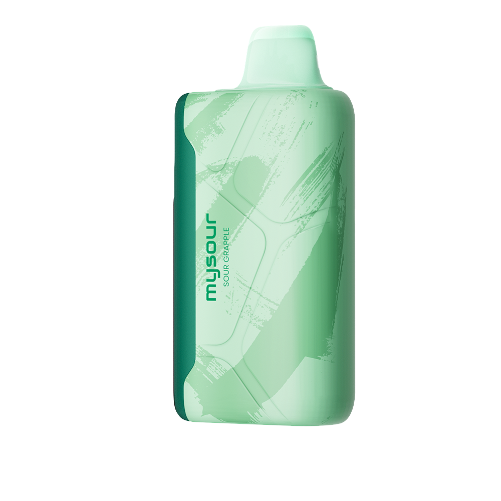 MySour Sour Grapple disposable vape device with a sleek green design, ergonomic build, and modern display. High-quality flavored vape for a smooth and enjoyable vaping experience.