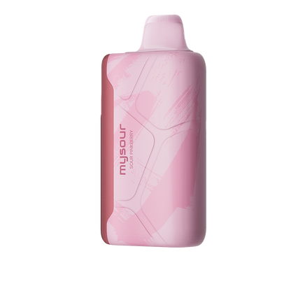 MySour Sour Pinkberry disposable vape device with a sleek pink design, ergonomic shape, and modern display. High-quality flavored vape for a smooth and flavorful experience.