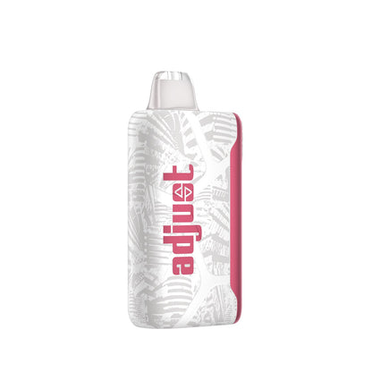 Adjust MyCool Sour Strawberry Dragonfruit 40K Puffs Disposable Vape - Pink and white device featuring a bold combination of sour strawberry and dragonfruit flavors, adjustable cooling levels, 5% nicotine strength, and a clear display showing customizable options for a smooth vaping experience.