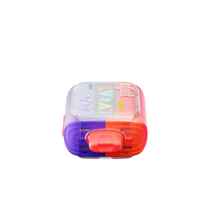 Adjust MyFlavor Watermelon B-Pop vape device featuring a bold red and green design. Offers 6 adjustable flavor profiles, including Watermelon B-Pop, with Burst Mode (up to 20K puffs) and Normal Mode (up to 40K puffs), providing a customizable vaping experience with an interactive screen.