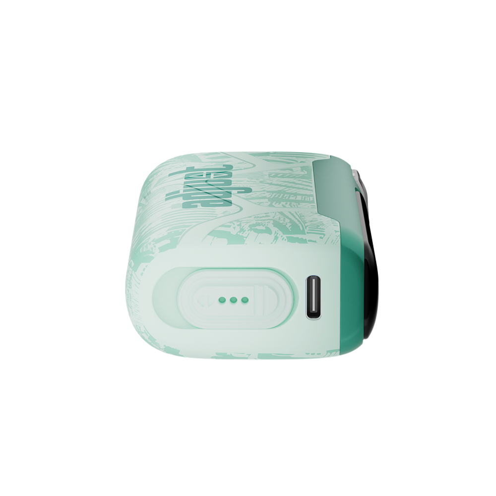 Adjust MySweet Wintergreen Savers Disposable Vape Device - Featuring a sleek teal design with intricate white patterns, showcasing a modern and compact rechargeable vaping device.