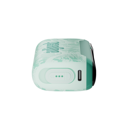 Adjust MySweet Wintergreen Savers Disposable Vape Device - Featuring a sleek teal design with intricate white patterns, showcasing a modern and compact rechargeable vaping device.
