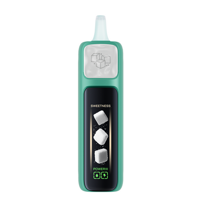 Adjust MySweet Wintergreen Savers Disposable Vape Device - Featuring a sleek teal design with intricate white patterns, showcasing a modern and compact rechargeable vaping device.