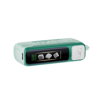 Adjust MySweet Wintergreen Savers Disposable Vape Device - Featuring a sleek teal design with intricate white patterns, showcasing a modern and compact rechargeable vaping device.